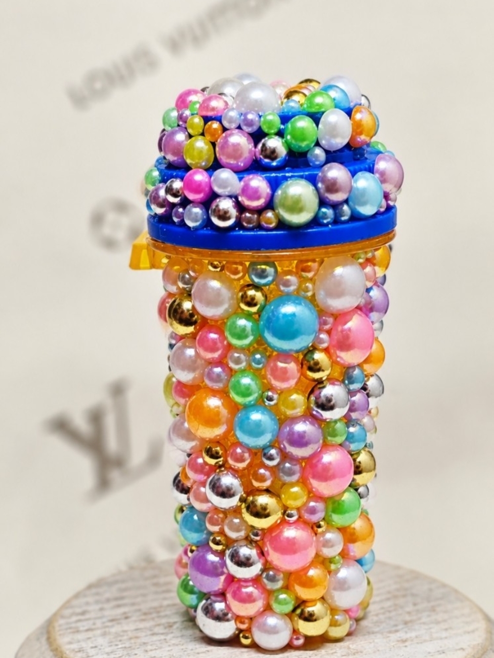 Beaded Multicolor Pill Bottle